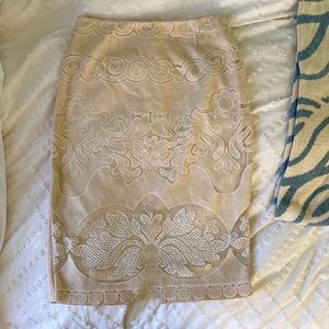 Cream Lace Pencil Skirt